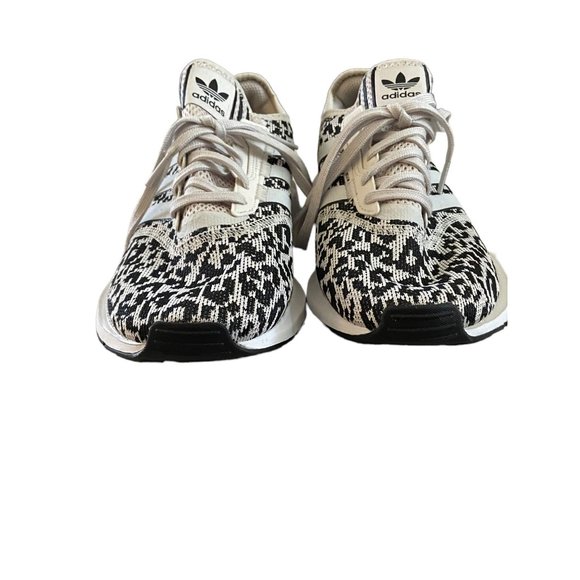 adidas Women's Leopard Print Black and White Sneakers - Picture 6 of 16